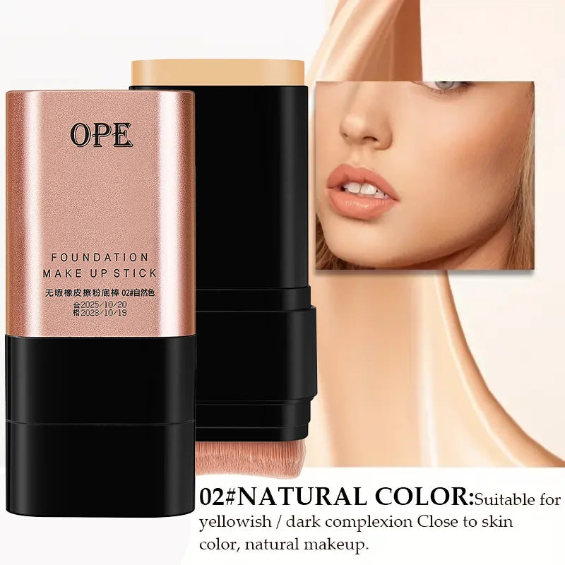 Flawless Eraser Foundation Stick - Dual-Ended with Brush, Long-Lasting, Hydrating Dewy Natural Finish