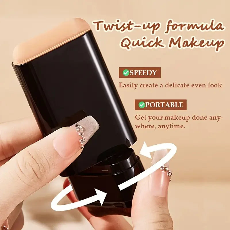Flawless Eraser Foundation Stick - Dual-Ended with Brush, Long-Lasting, Hydrating Dewy Natural Finish