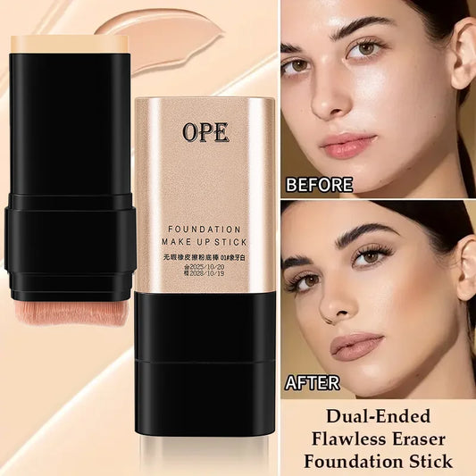 Flawless Eraser Foundation Stick - Dual-Ended with Brush, Long-Lasting, Hydrating Dewy Natural Finish