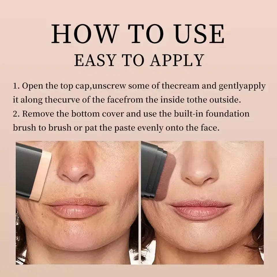 Flawless Eraser Foundation Stick - Dual-Ended with Brush, Long-Lasting, Hydrating Dewy Natural Finish