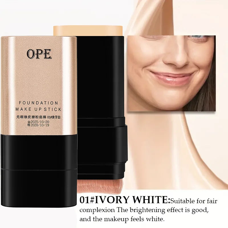 Flawless Eraser Foundation Stick - Dual-Ended with Brush, Long-Lasting, Hydrating Dewy Natural Finish